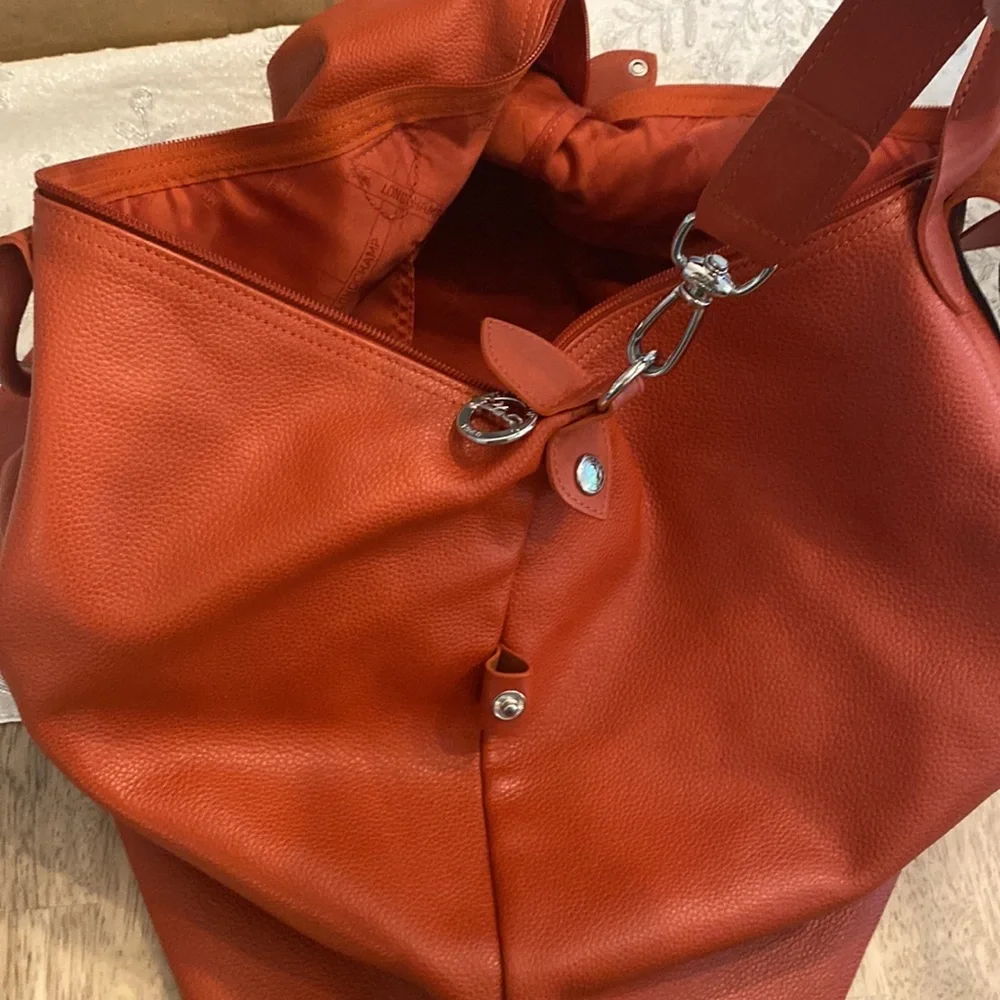 🌾Longchamp Rich Orange 🌾XLarge Leather Travel ✈️ Bag🌾 - Picture 15 of 17